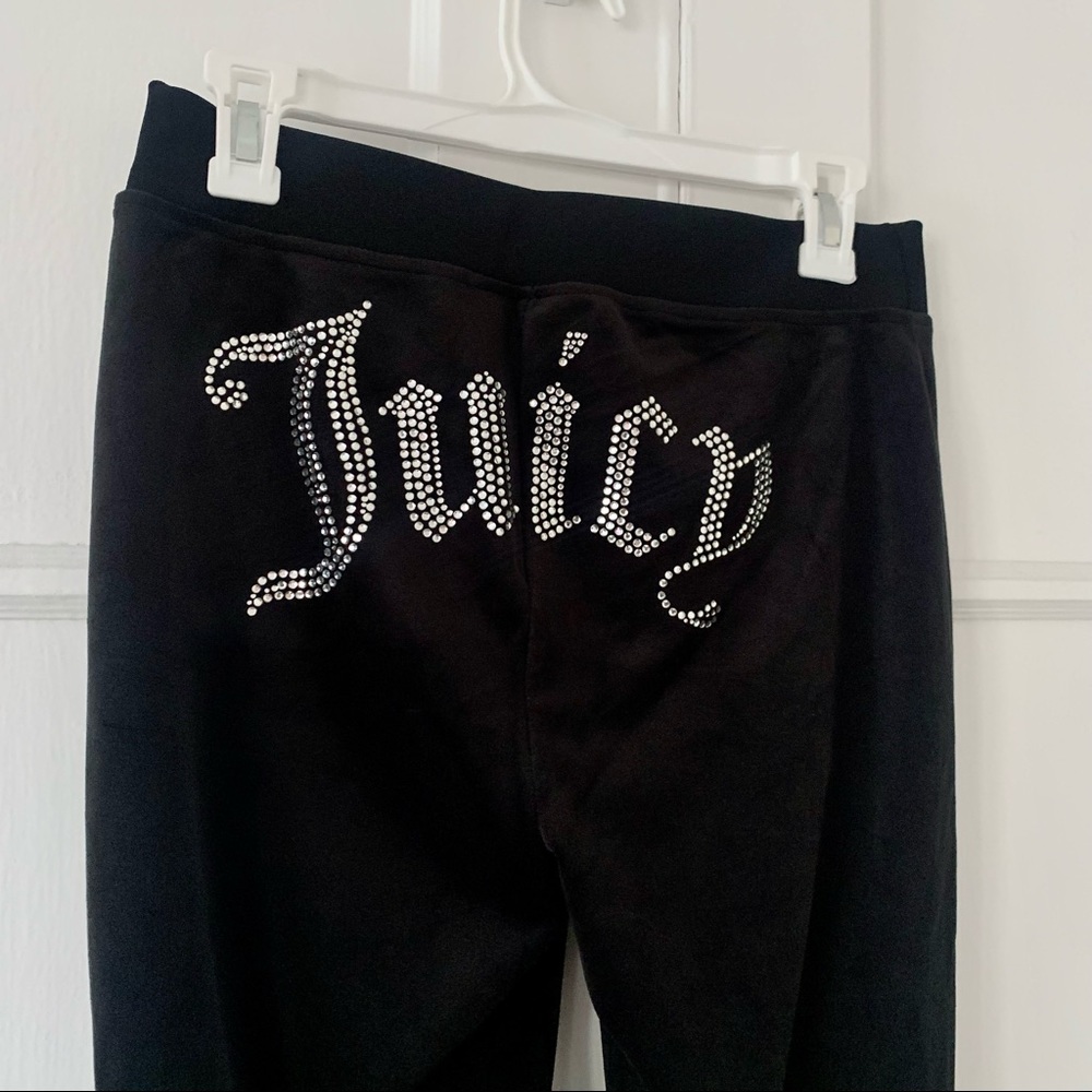 Juicy Couture black velour pants with RHINESTONES!